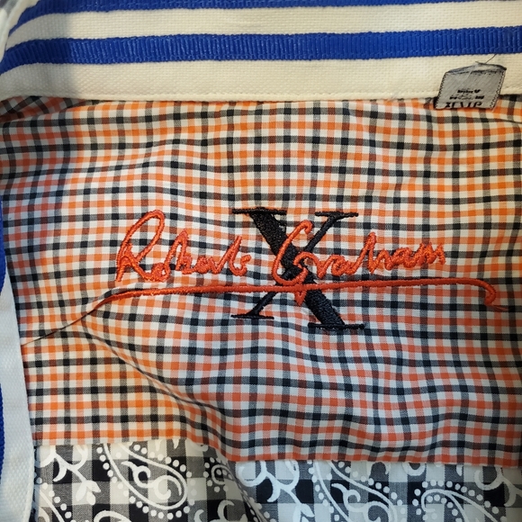 Robert Graham Gingham Paisley Water Print Button down! Size XL. - Picture 7 of 8